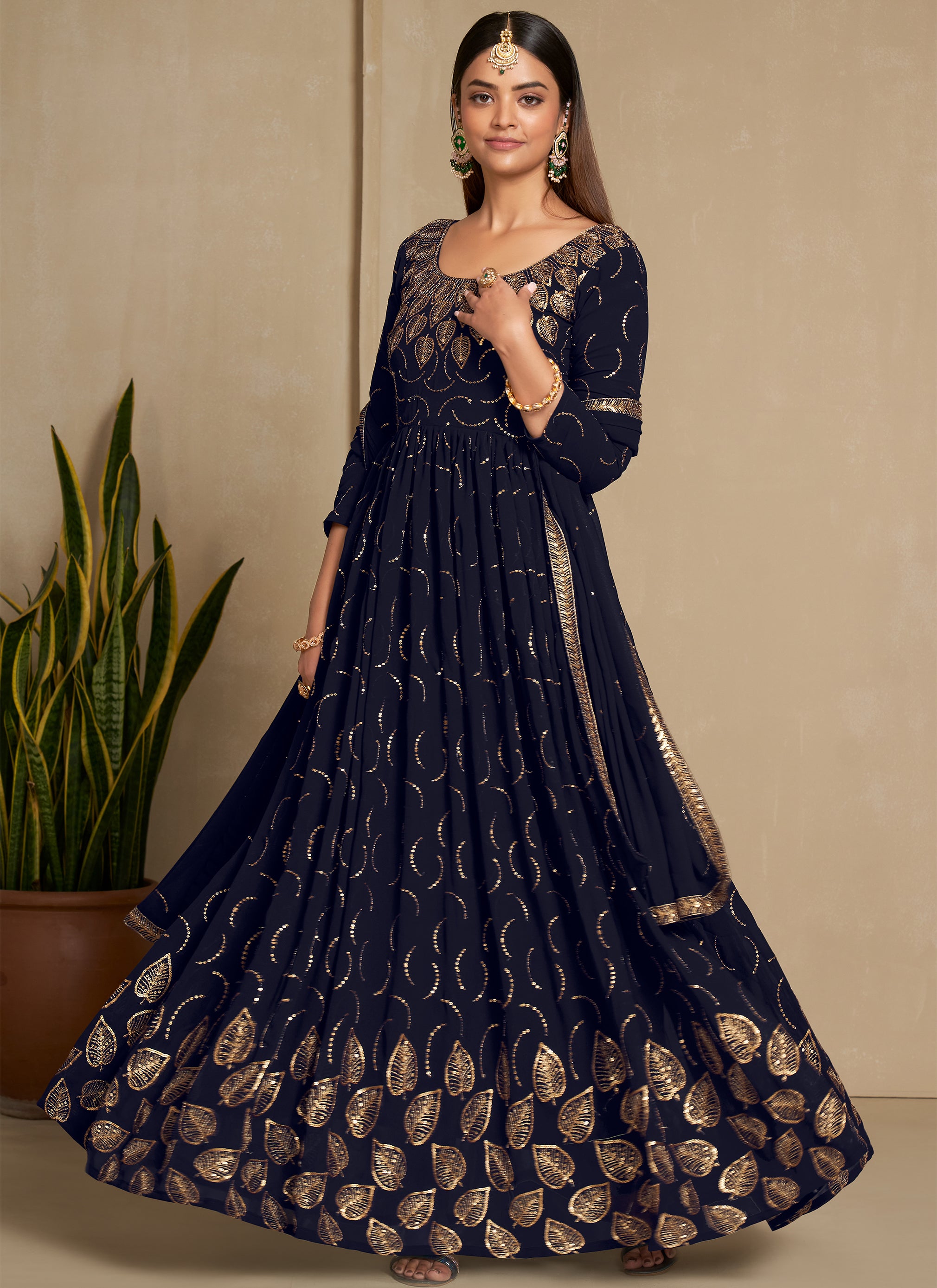Buy Navy Blue Dresses & Gowns for Women by PANGHAT COLLECTION Online |  Ajio.com